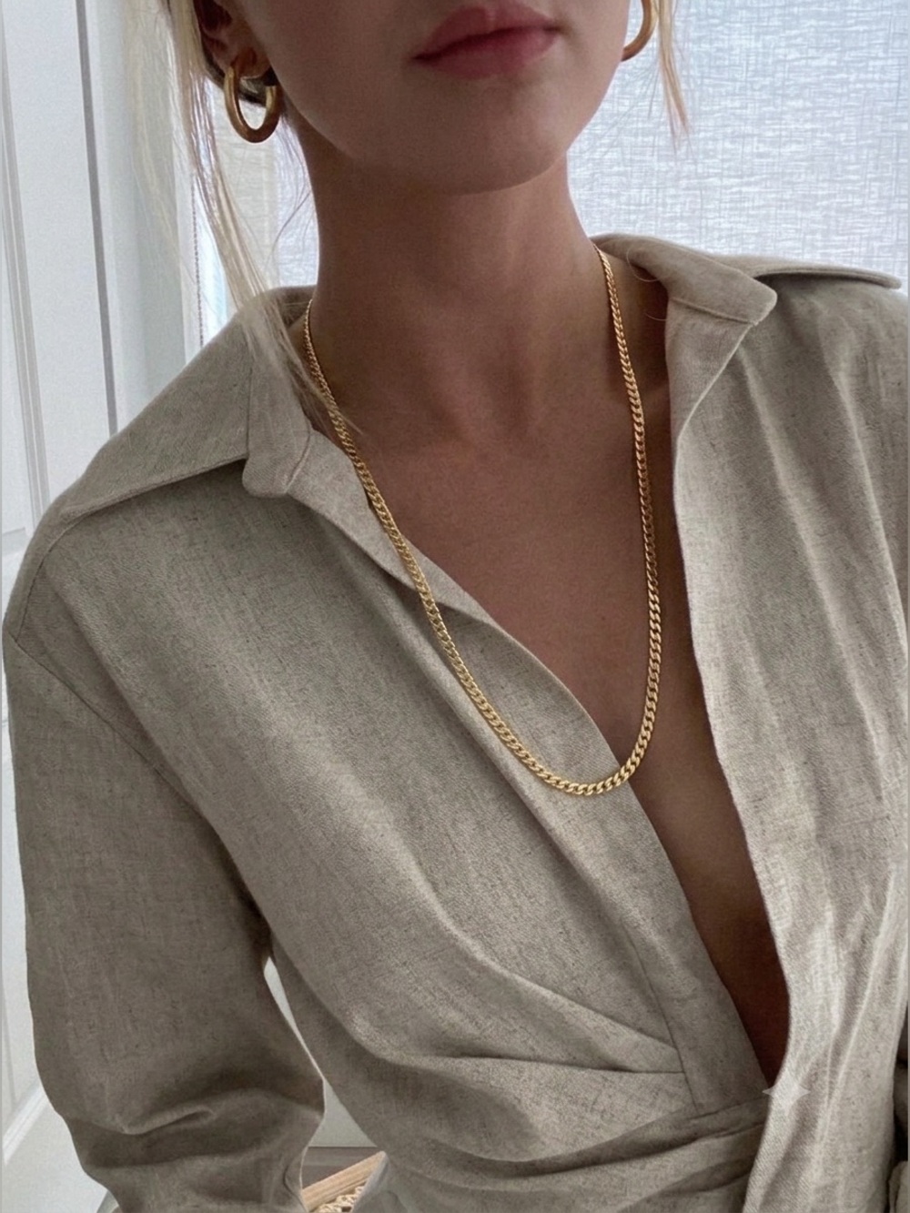 Vintage Gold Tone Flat Curb Chain Necklace - Timeless Women’s Jewelry 22 in - Picture 2 of 10